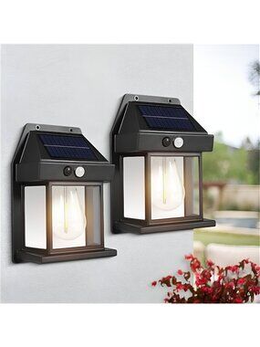 Solar Lights Outdoor, Dusk to Dawn Solar Wall Sconce Motion Sensor, 3 Modes